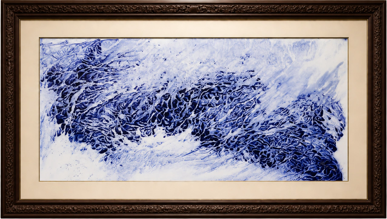 瓷板青花《雪脉》
